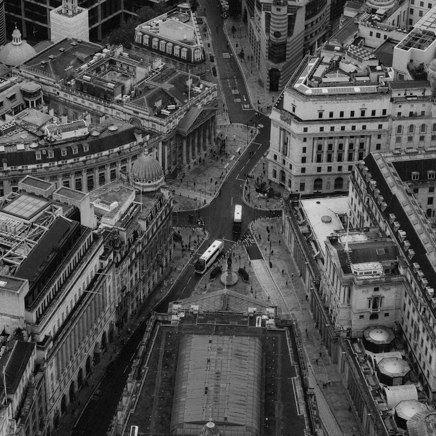 Aerial view, London financial district